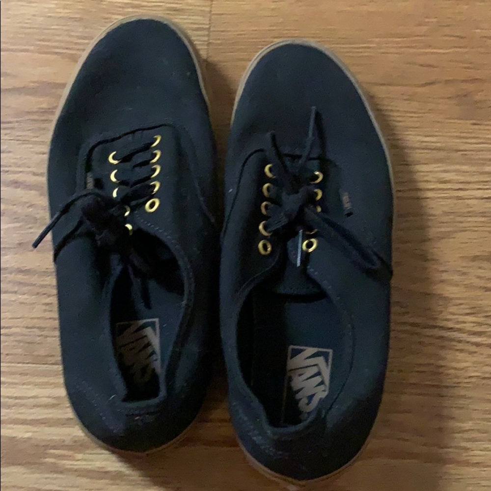 Men’s Black vans with gold accents